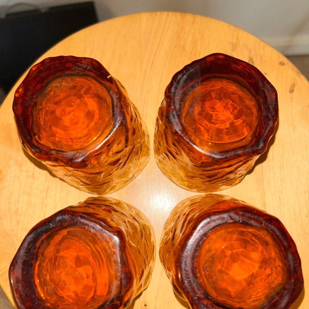 Vintage Seneca Driftwood Amber Old Fashioned Glasses Morgantown Set of 4 - Picture 3 of 3